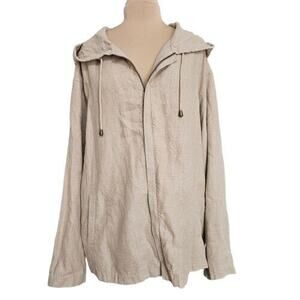 Lord & Taylor Linen Jacket Full Zip With Hood